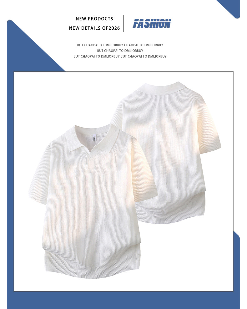 Herren Vintage Polo Hemd Aus Geripptem Baumwollstrick Kurzarm_voghion.com