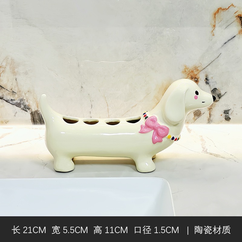 Caricatura salchicha perro cepillo de dientes estante de cepillo de dientes de baño práctico base de cepillo de dientes almacén de cepillo de dientes manual
