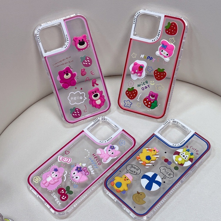 Peru Hot Selling ZTE AXON 60 Three-in-One New Strawberry Bear Drop Glue A34/A54 Cute Mobile Phone Case