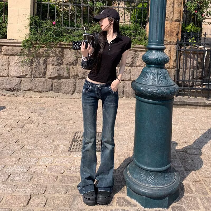Vintage Flared Jeans for Women, New Spring and Autumn Style, Petite American High-Waisted Bootcut Pants, 2026 Slimming Flared Pants