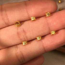 S925纯银镀金圆管隔片钱币配件时简约小件DIY手工串珠材料饰品