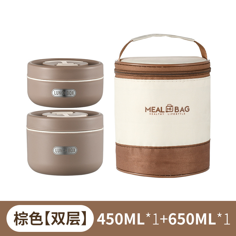 304 caja de almuerzo redonda de acero inoxidable con aislamiento estudiante trabajador de oficina caja de almuerzo portátil caja de almuerzo sellada tazón de sopa al por mayor