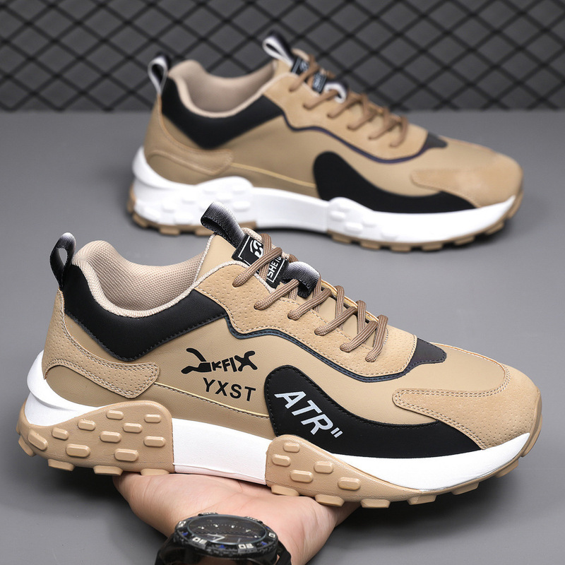 Men's Shoes 2025 Autumn and Winter New Casual Sports Running Shoes Men's Versatile Thick Sole Wear-Resistant Soft Sole Heightening Dad Trend