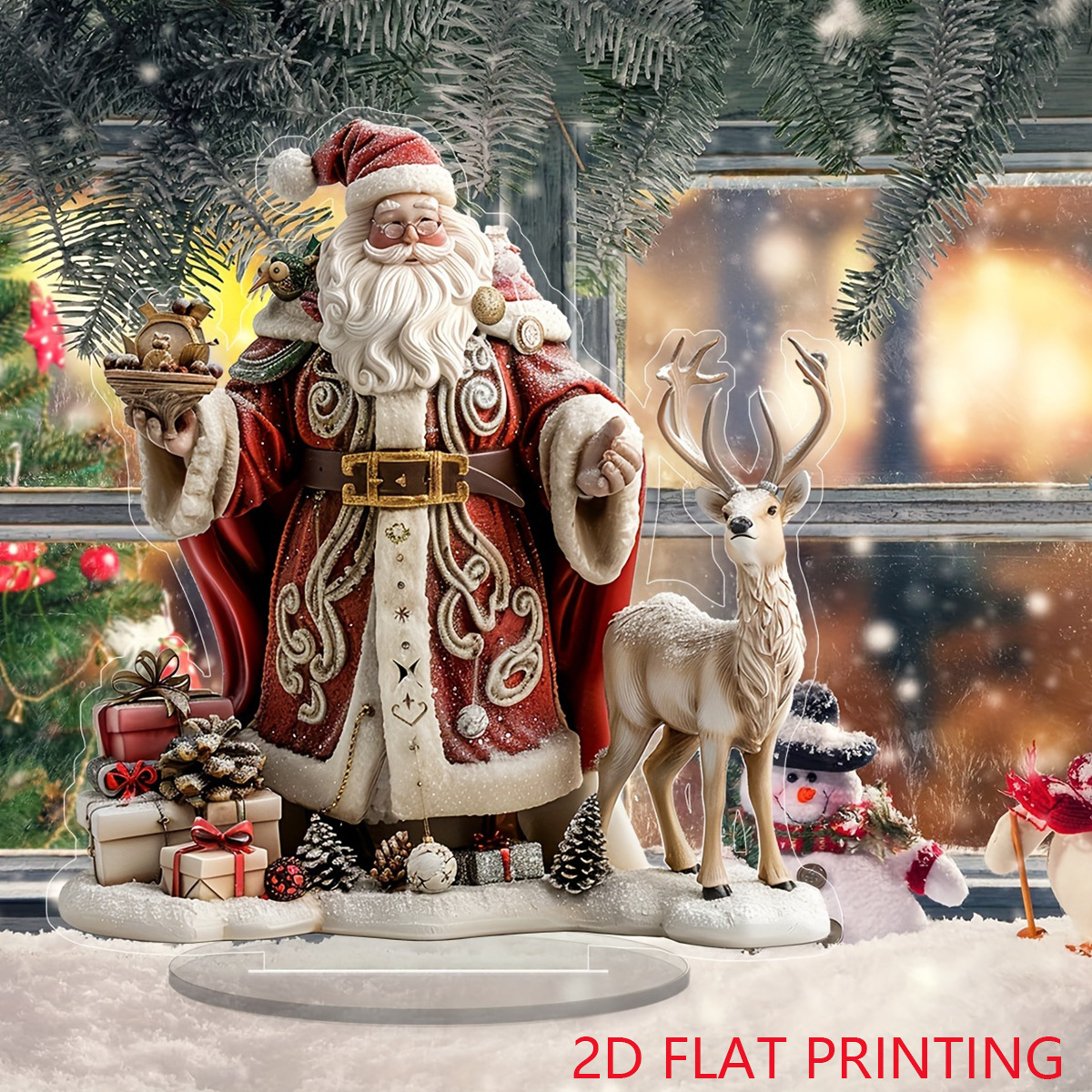 Bohemia Nieve Santa Renos Mesa Acrílico Logotipo Crear Navidad Decoración de Navidad