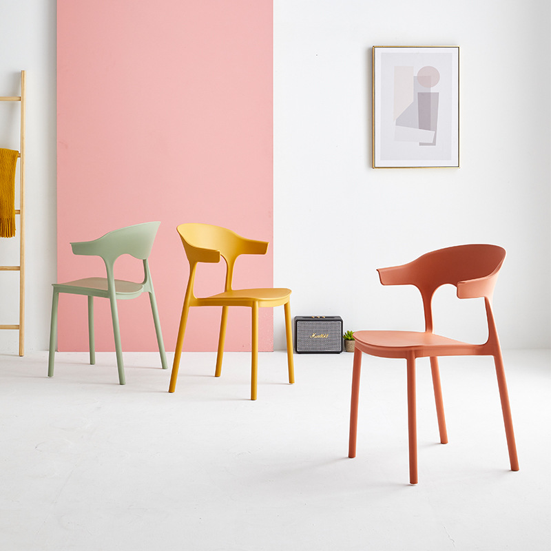 Nordic Style Simple Plastic Chair Stackable Chair Restaurant Household Backrest Stool Thickened Dining Table and Chair for Adults