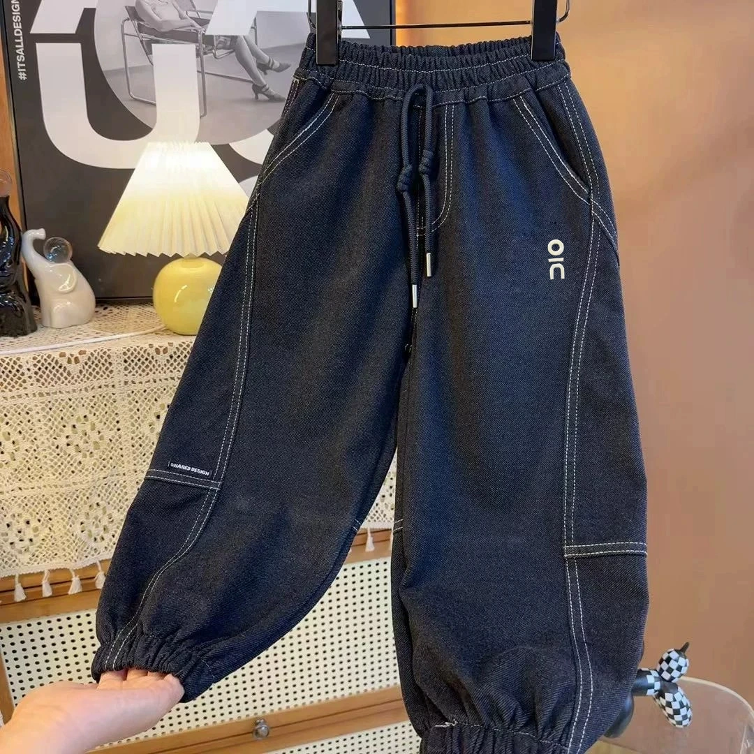 Мужские джинсы, длинные брюки, детские брюки, со средней посадкой, весенняя мода, спортивные брюки для весны и осени.