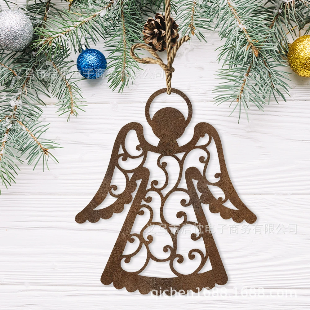 Независимая станция новая ржавая рождественская елка рождественский кулон автомобиль ангел снежинка сделать ржавчину ремесло внешней торговли праздничное украшение