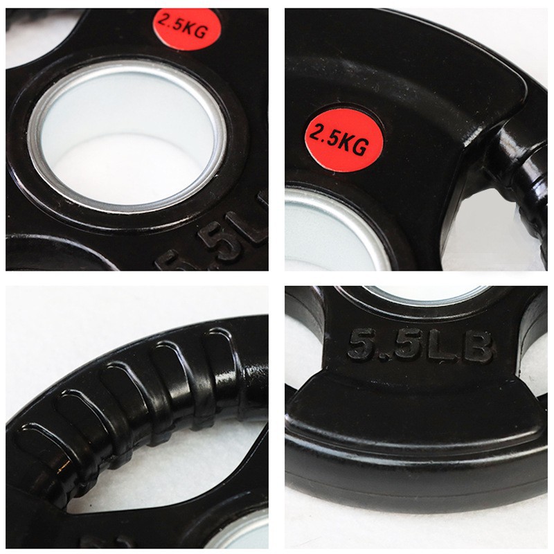 Tres y cuatro agujeros de hierro fundido revestido de barras de peso gimnasio de peso de polo austríaco pieza de campana voladora gran agujero cuatro fuerza de pieza de tendón