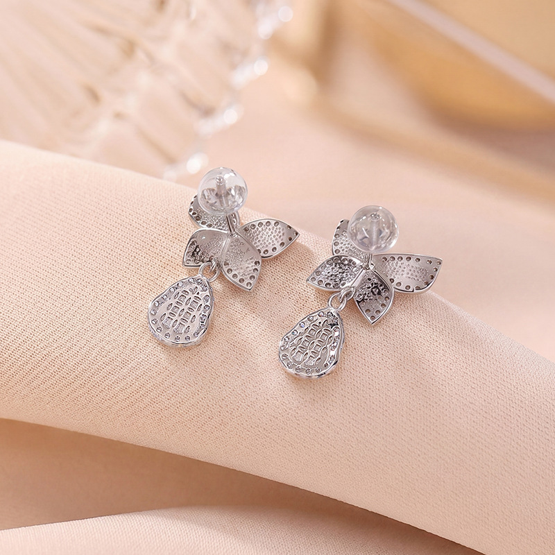 Khuyên tai bạc S925 đính ngọc bích hình bướm hồ lô phong cách xa xỉ — Cặp đôi