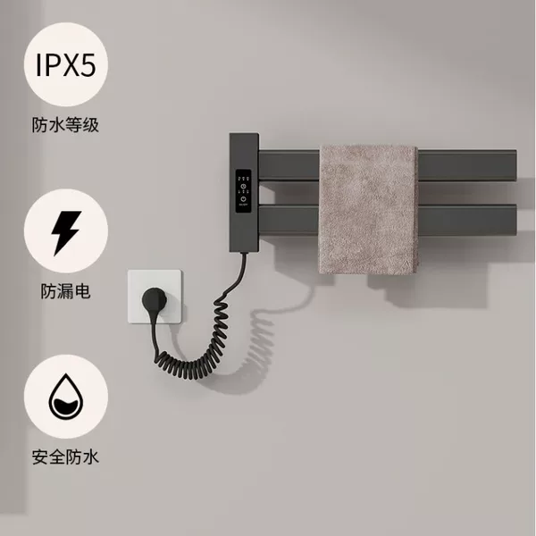 Smart Bathroom Electric Heated Towel Rack Space Aluminum No-Drill Constant Temperature Heating Foldable Drying Towel Rack Cross-Border E-commerce