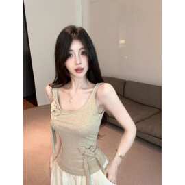不规则蝴蝶结吊带背心女夏季纯欲辣妹抹胸无袖小上衣独特绝美外穿