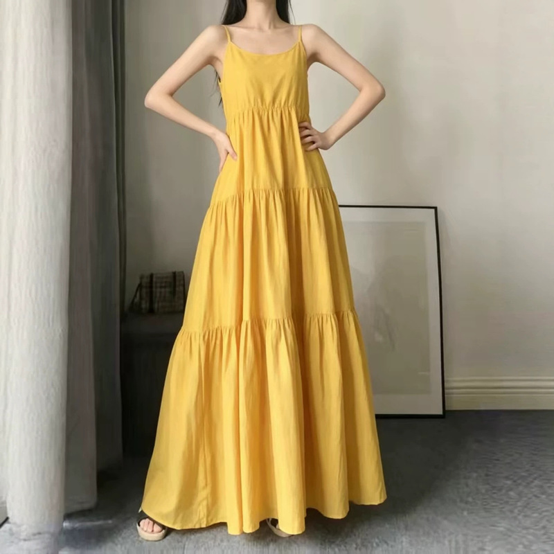 Cross-border plus-size women's long dress, Korean style, summer, designed to cover the stomach and create a slimming effect, extra-long to ankle length Cross-border plus-size women's long dress, Korean style, summer, designed to cover the stomach and create a slimming effect, extra-long to ankle length