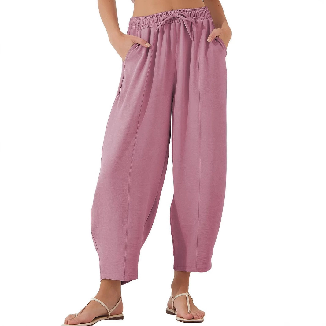 Summer trousers for leisure, European style, (Cross-border trading), Amazon, high waist, loose fit