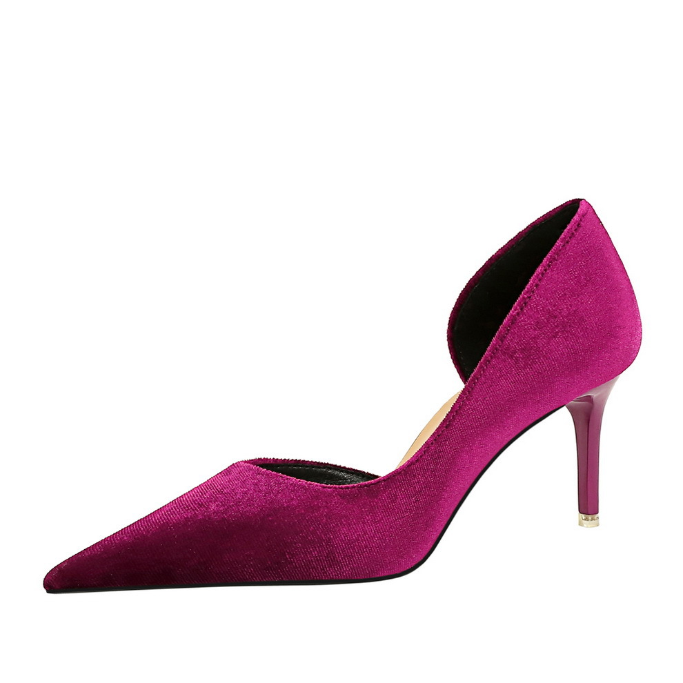 1363-A6 European And American Fashion Simple Banquet Women's Shoes, Stiletto High Heel, Shallow Pointed Toe, Side_vogvips.com