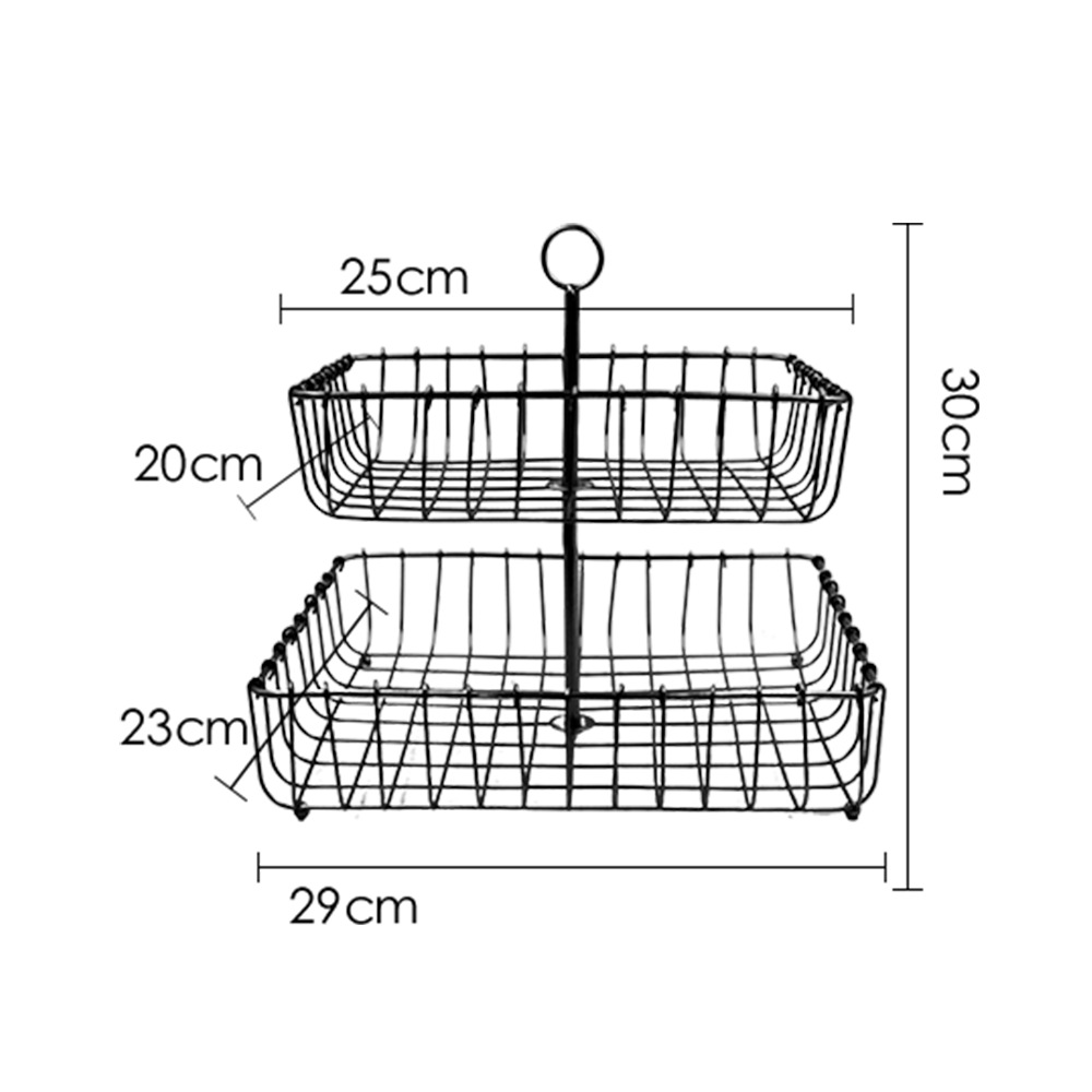 Transfronterizo nórdico cesta de fruta de hierro hogar snack fruta plato fruta cesta decoración in estilo bandeja de doble capa