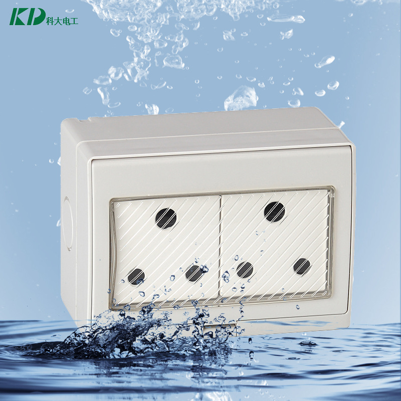 Keda Supplies Two South African Wall Waterproof Switch Sockets, Kitchen Bathroom Toilet Wall Waterproof Sockets
