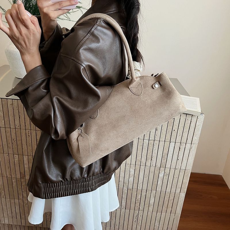 通勤复古麂皮绒包包女2025新款时尚小众百搭单肩腋下包上班手提包|undefined