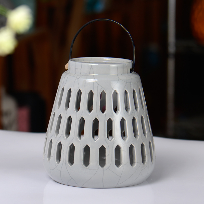 Cerámica serie pastoral hueco viento lámpara tortuga forma linterna cerámica libélula linterna hueco ancla lámpara colgante hueco