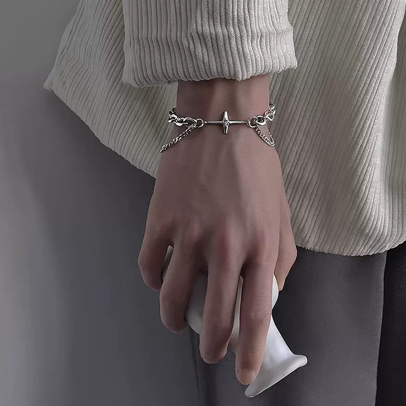 星芒合金手链男潮流复古ins小众设计男士饰品女生冷淡风嘻哈手饰