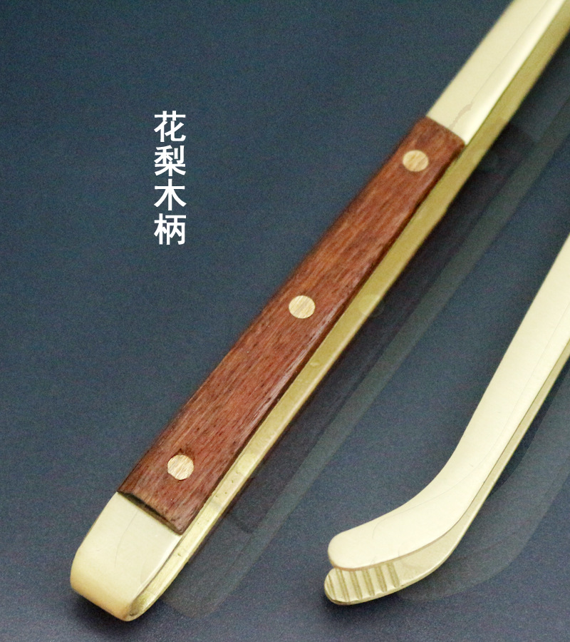 铜茶夹茶杯夹子镊子木质茶夹子茶道泡茶工具茶勺茶具配件茶叶匙子-阿里巴巴