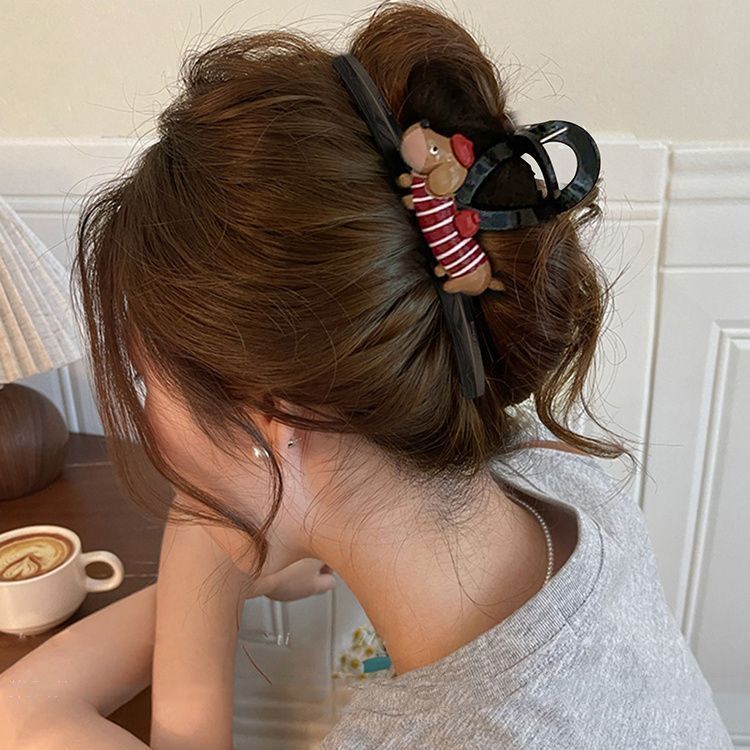 Clip de agarre de botón rojo de Encora para mujer nuevo clip de tiburón de pelo de disco de estilo de alta calidad en la parte posterior de la cabeza horquilla de temperamento