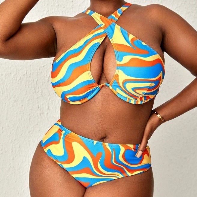 Comercio exterior Europa y América trajes de baño nuevos Bikini bandera impresa de dama trajes de baño divididos bikini sexy venta directa transfronteriza