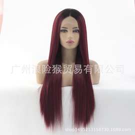 前蕾丝假发13*4头套 化纤金黄发假发头套 lace frontal wigs 跨境
