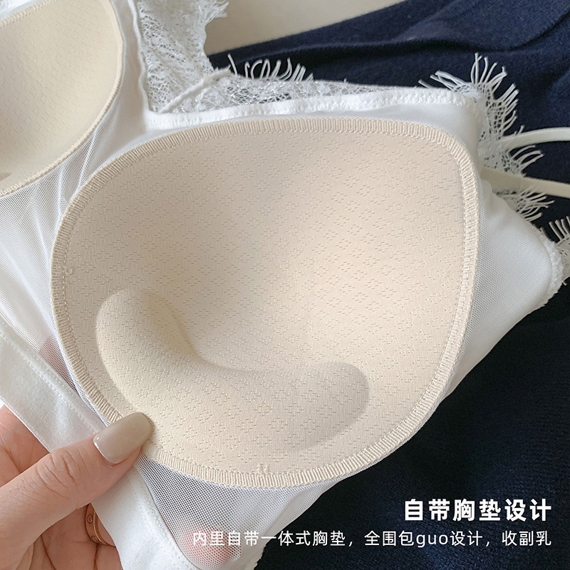 蕾丝睫毛边带杯吊带女羊毛磨毛柔软舒适亲肤保暖显瘦外穿内搭背心|undefined