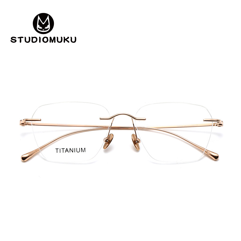 Gafas geniales de madera STUDIOMUKU Montura de gafas sin marco para villanos de alto coeficiente intelectual