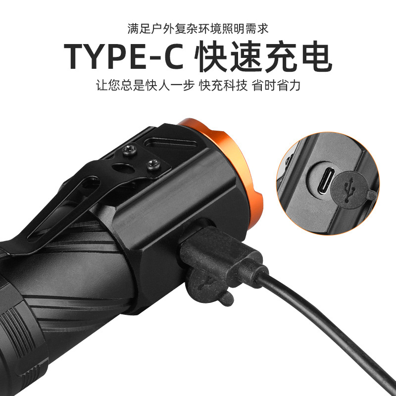 Nuevo portátil fuerte luz linterna TYPE-C recargable al aire libre resaltar pluma titular mini foco fijo linterna pequeña