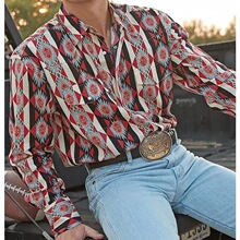 H 31620 Western Cowboy Punk Digital Print Shirt ����ţ�г���