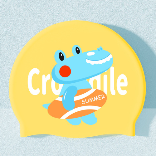 Children's Swim Hat Bag Cartoon Cute Waterproof Non-Squeezing Boys Silicone Swim Hat Girls Baby Girls Sun Hat