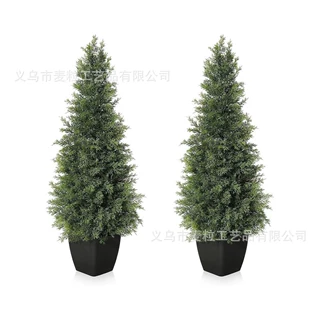 麦粒工厂跨境新款2件套90/120cmPE盆树圣诞树装饰节日氛围装饰品