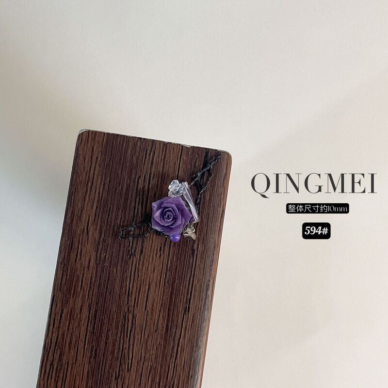 青昧 陌上花开山茶花美甲成品堆钻繁花高定轻奢指甲钻饰590-598|undefined