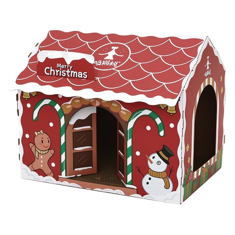 Navidad gato tablero del rasguño gato nido de cartón integrado gato garra tablero resistente al desgaste no chip gato cartón resistente a los arañazos cáscara de papel gato casa
