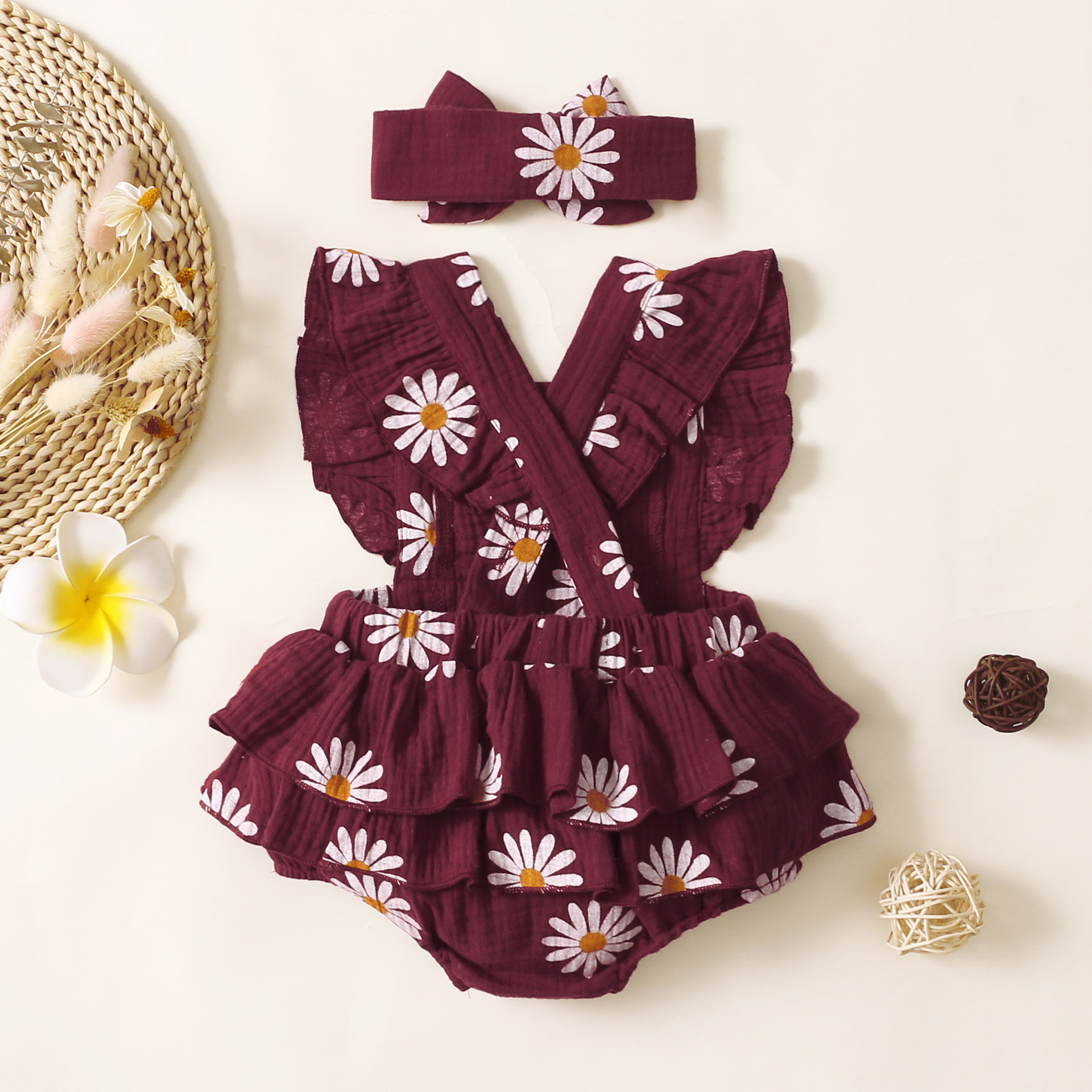 Cute Daisy Bowknot Cotton Blend Girls Dresses display picture 1