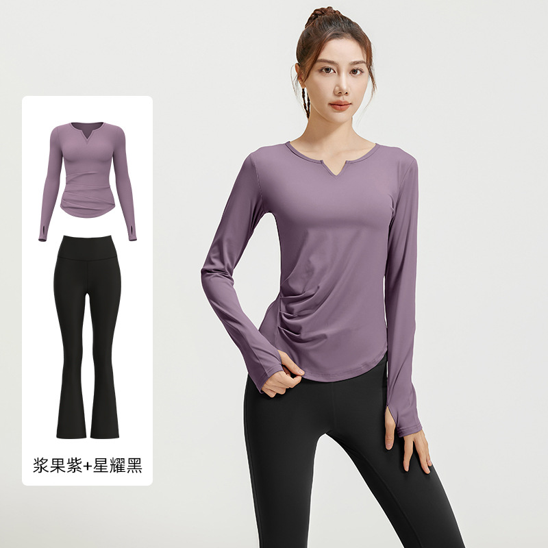 Juyitang traje de yoga con cuello en v de otoño