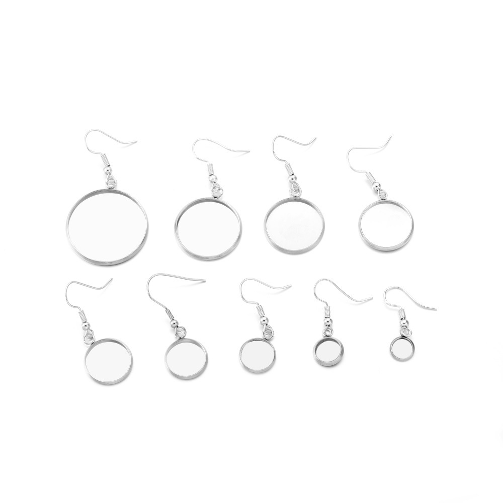 Stainless Steel Base Single Hanging Large Ear Hook Gemstone Patch Tray6-25mm DIYGlue Earrings Earring Accessories