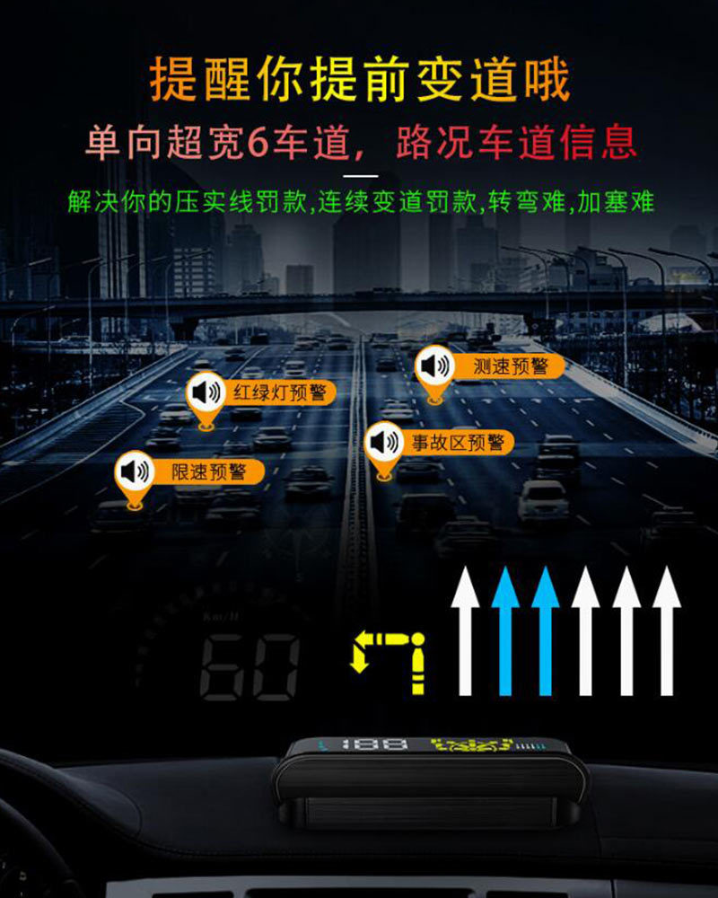 Navigation Version Usb-Powered Car Hud Head-Up Display Universal High-Definition Portable Speed Projector Q10