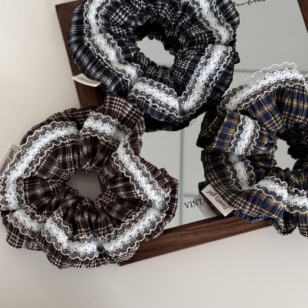 encaje estricto anillo de intestino grueso plegado de alta sensación suave bajo caballo bola de cabello anillo de cabello nuevo adornos de cabello