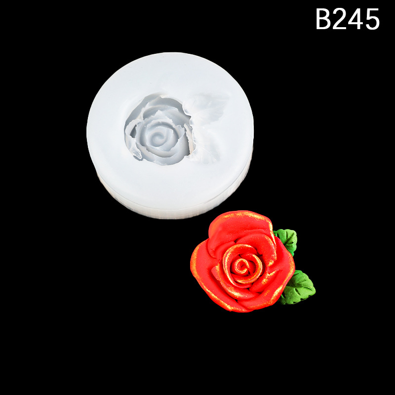 Fondant DIY Rosa molde con hojas flor resina mousse pastel mousse de chocolate decorativo aromaterapia molde