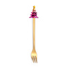 Cute donut, mixing stick, coffee fruit fork, dessert spoon