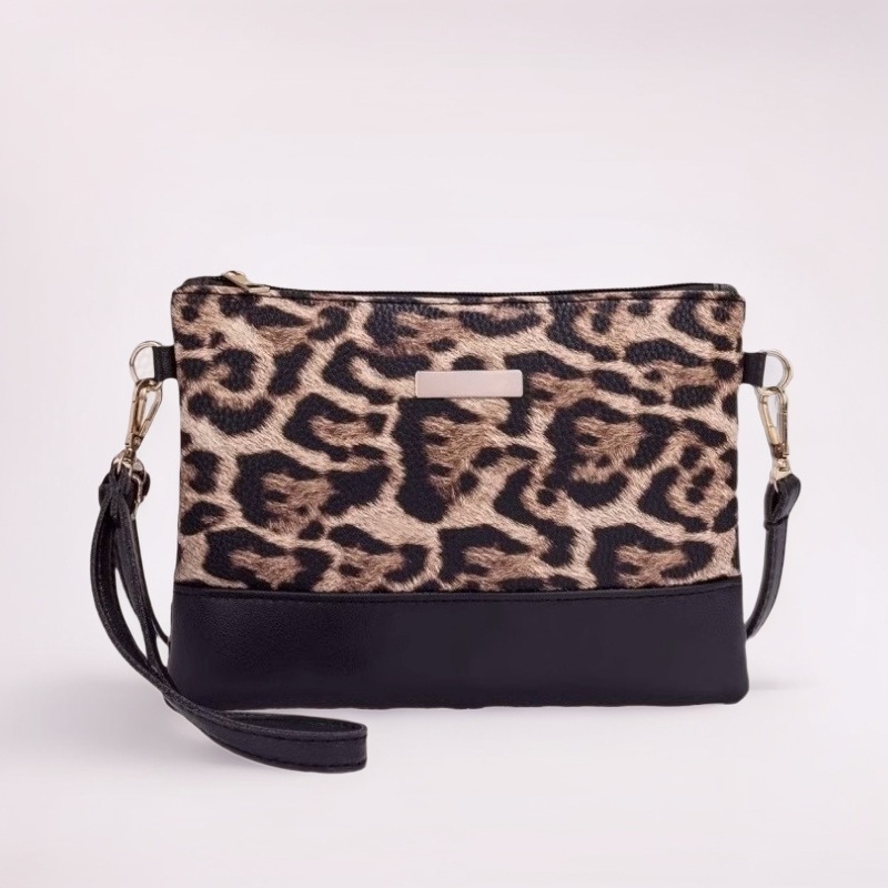 Bolso de mano con estampado de leopardo, clutch metálico, moda 2024, bolso pequeño económico al por mayor