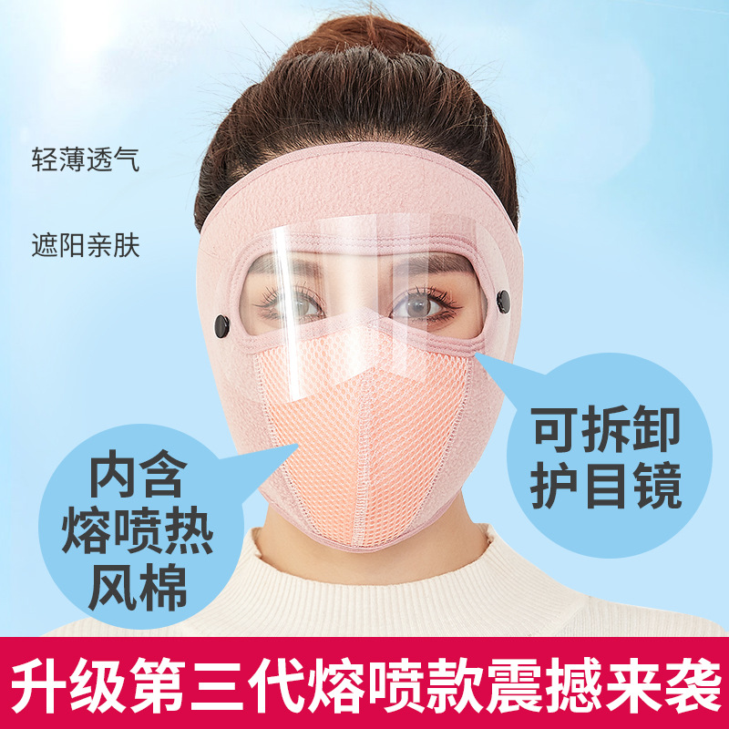 新款秋冬保暖護目內置熔噴戶外騎行搖粒絨護目蒙面口鼻罩MASK