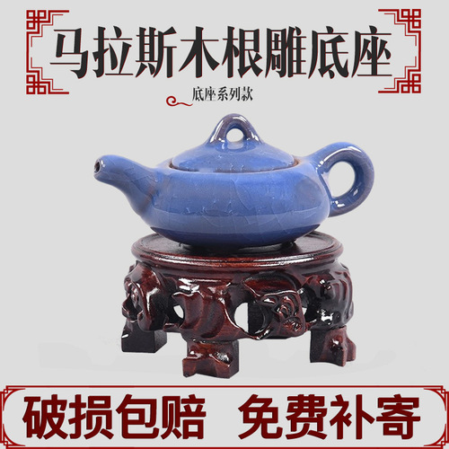 5YA1 solid wood carved stone crafts ornaments tree root base solid wood teapot vase succulent bonsai stand