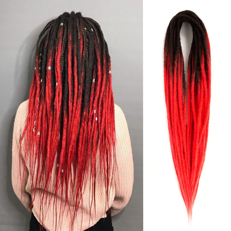 Amazonのベストセラーのヒップホップレゲエヨーロッパとアメリカの黒人ダブルテールドレッドヘア超ロングシングルストラップオン模擬編み込みスタイル|undefined