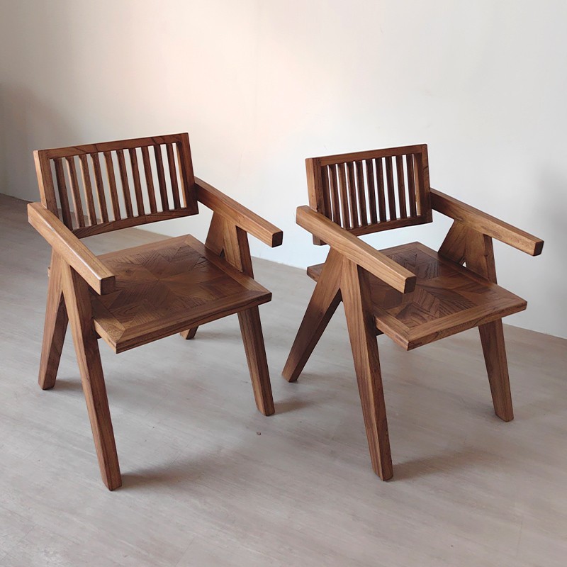 Wabi-Sabi Style Old Elm Armchair Solid Wood Backrest Chair B&B Hotel Leisure Dining Chair Cafe Chair Bar Chair