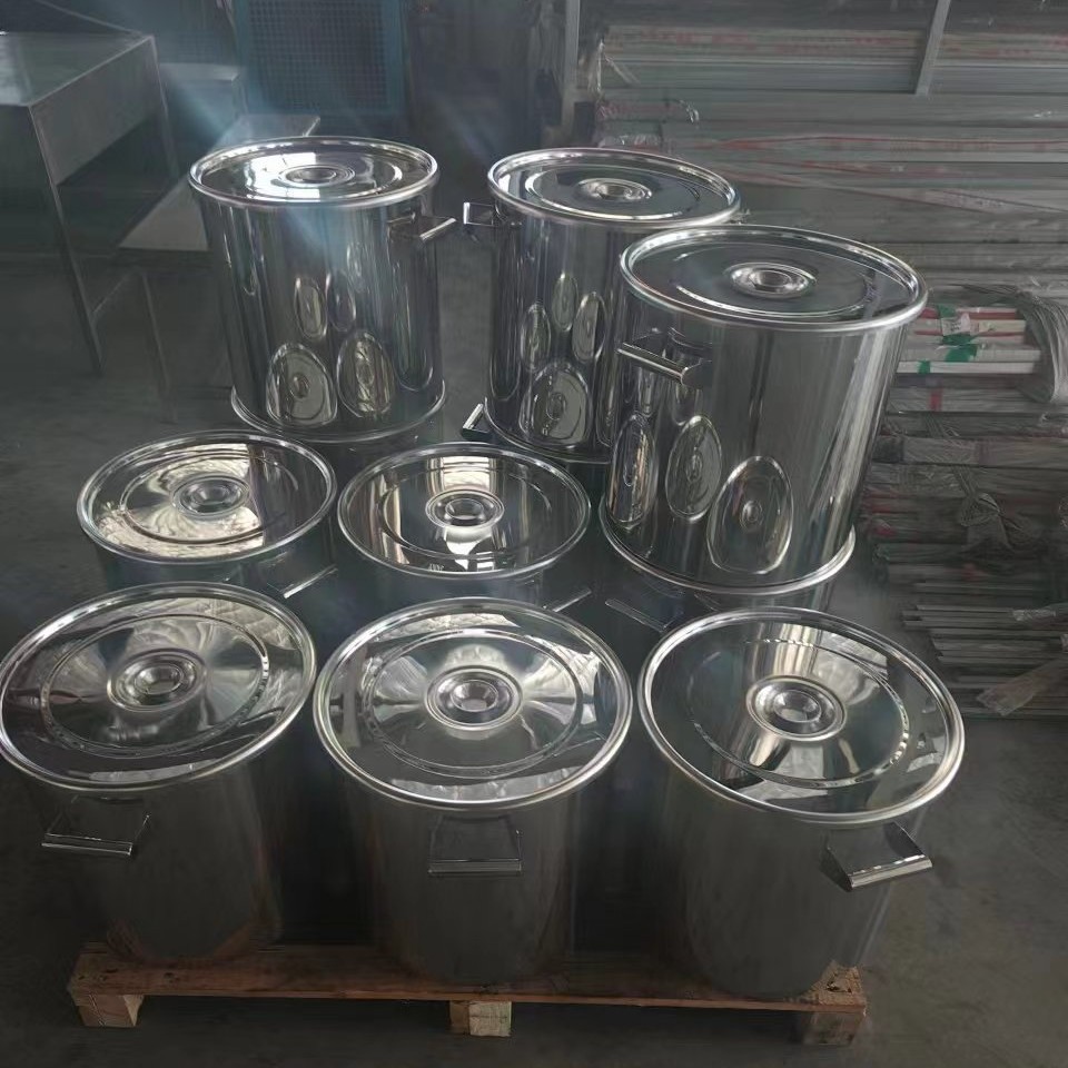 SUS304 带盖 双耳 加厚 不锈钢桶 密封 抱箍 搭扣 食品 制药