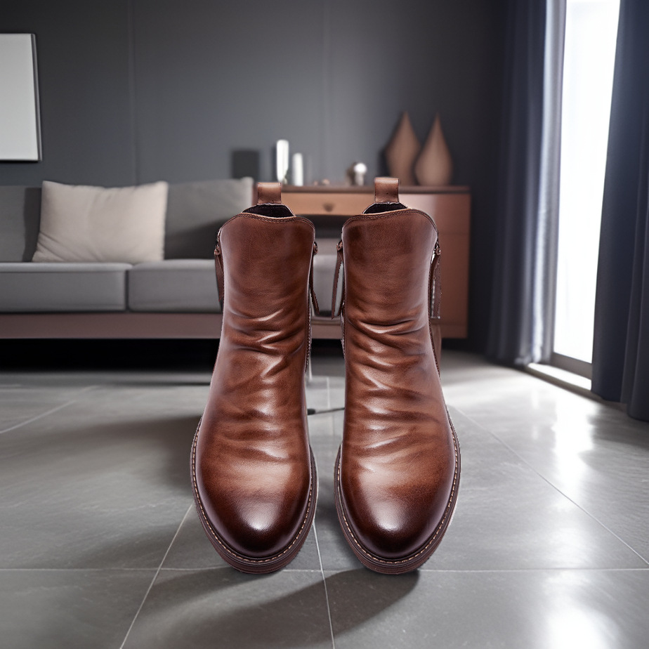 Férfi cipők Ősz és Tél Kétoldalas Cipzár Csúszásgátló Aljjal Férfi Csizmák Férfi Cipők Bojtos Csizmák Férfi Bőr Csizmák Nagy Méretben_voghion.com