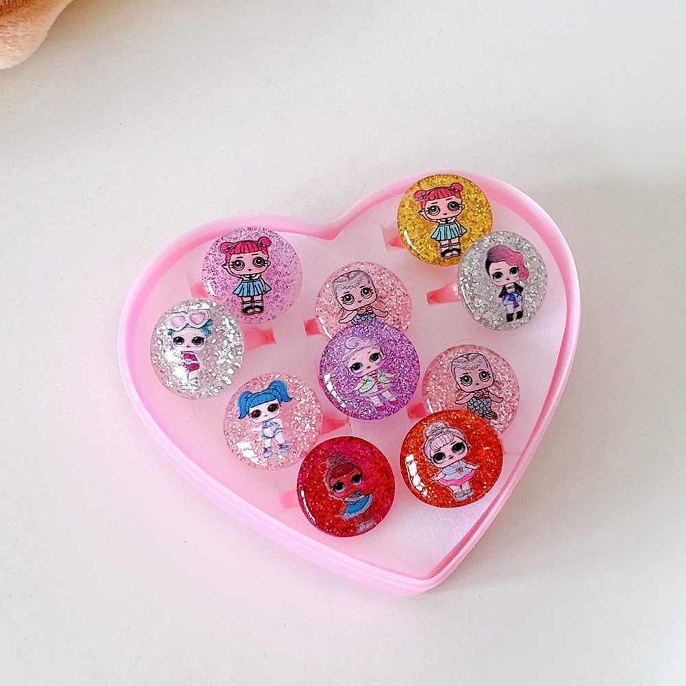 Nuevo anillo para niños sirena anillo para niños una caja de anillos de joyas para niñas juego de juguetes para niñas